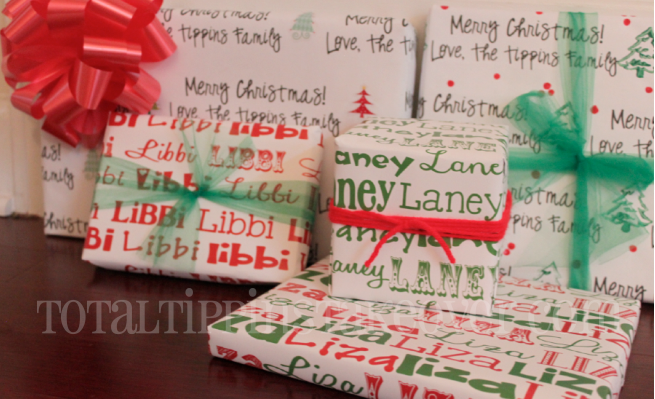 Total Tippins Takeover: personalized wrapping paper DIY.