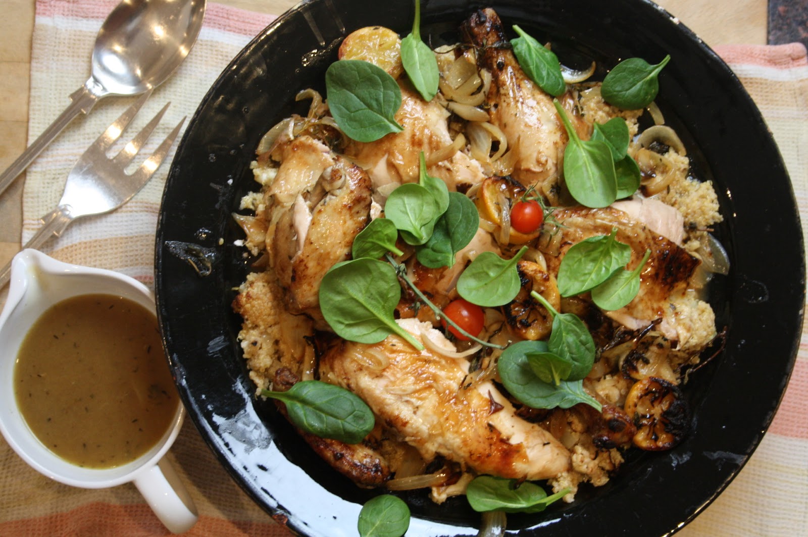 Lemon and Thyme Roast Chicken with Cauliflower Quinoa