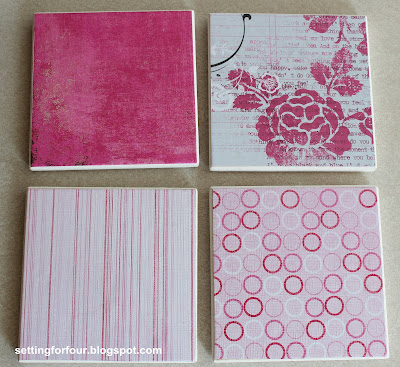 Learn how to make these beautiful Gift DIY Coasters - they are so easy to make with Mod Podge and scrapbook paper! Make a set for your home and for gifts! They make fabulous hostess gifts, Mother's Day, birthday, Christmas gifts and stocking stuffers!
