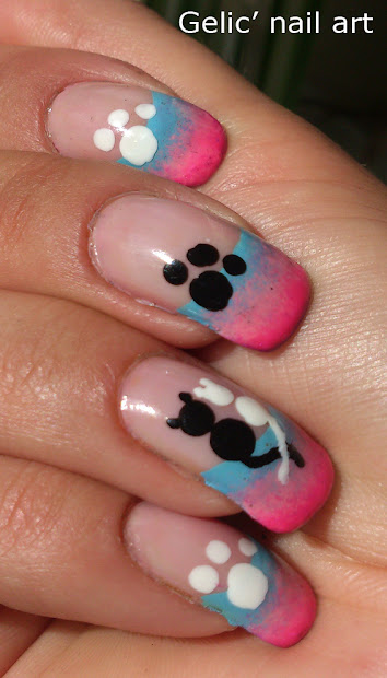 gelic' nail art cats in love funky