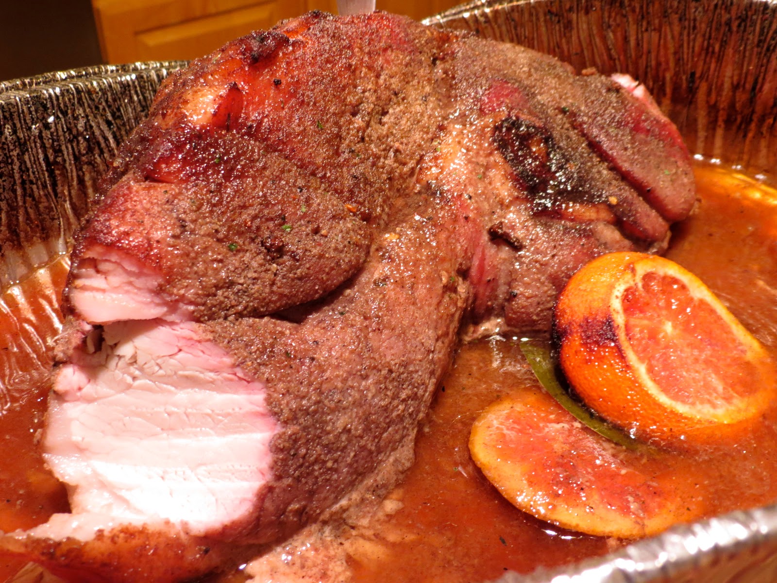 The Bee Cave Kitchen Fresh Smoked Ham on the Big Green Egg with Apple