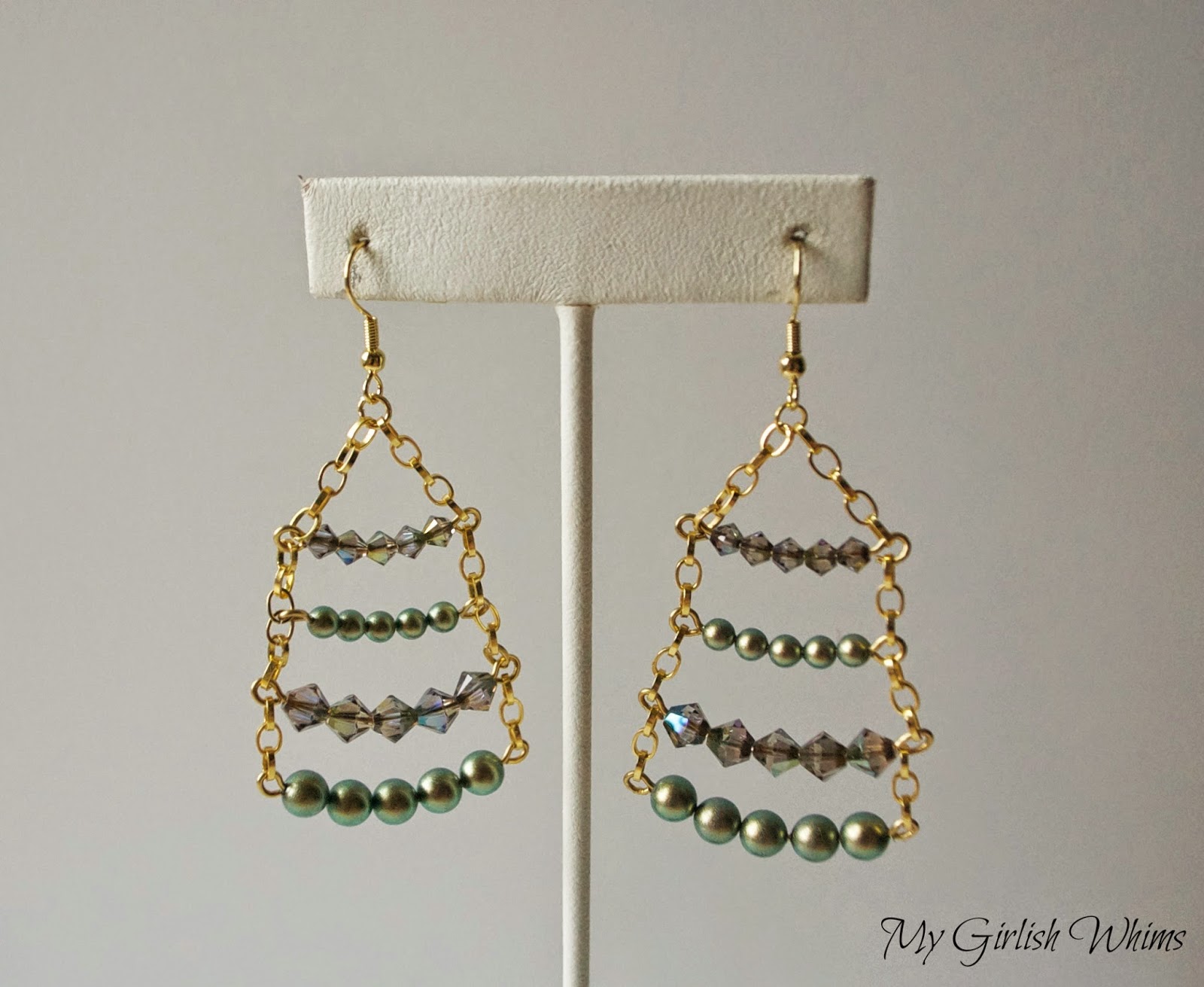 DIY Iridescent Green Earrings with Fusion Beads My Girlish Whims