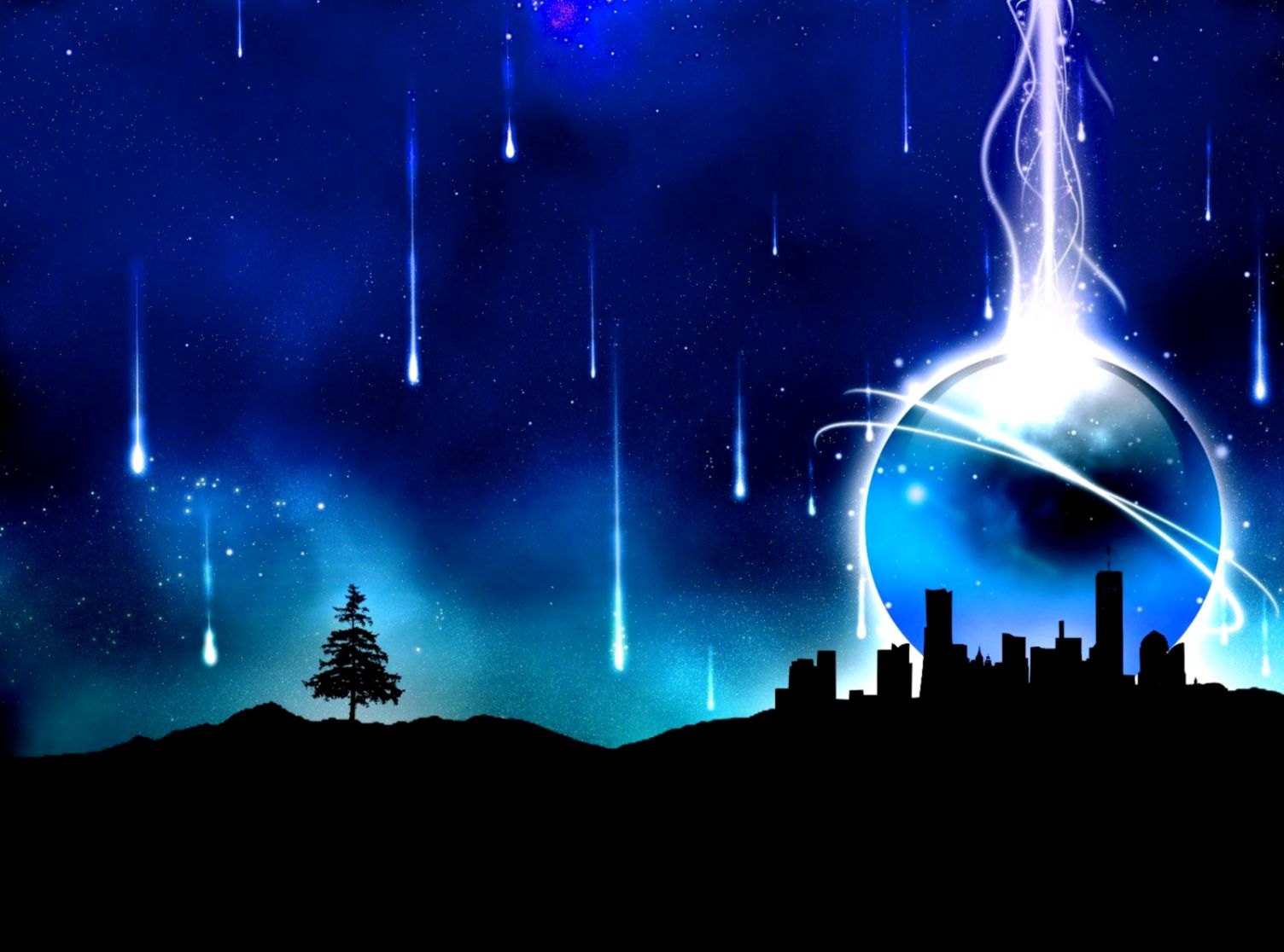 Abstract Blue Wallpaper with City Abstract Blue Wallpaper with City