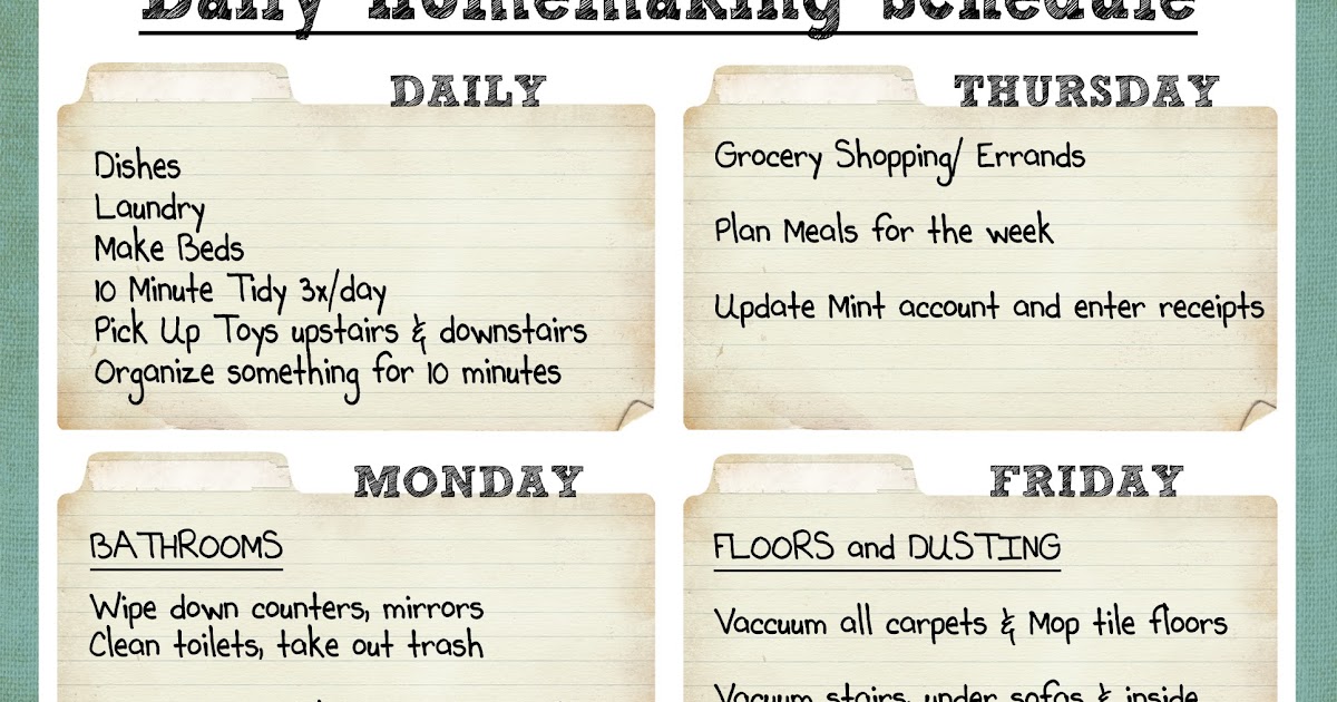 Smile Like You Mean it Cleaning Schedule