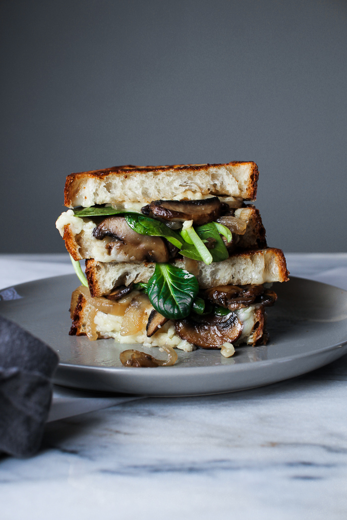 Grilled Cheese with Balsamic Glazed Mushrooms, Onions, and Fresh