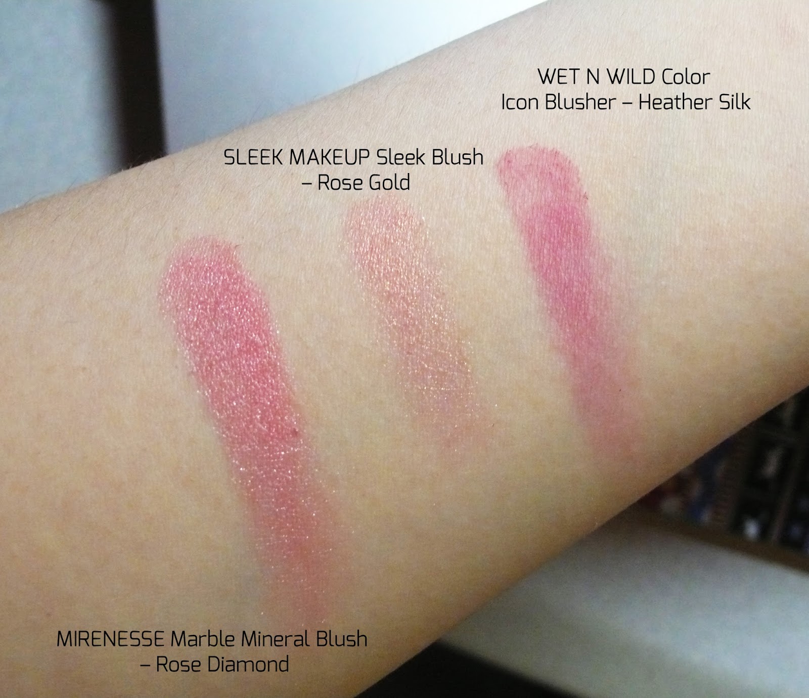 Luxola-  Mineresse, Sleek Make up, Wet n Wild Blush comparison