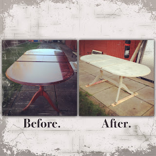 Before and after painted oval tavle