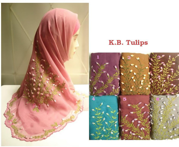 PRE-ORDER : TUDUNG SULAM BUNGA TULIPS - RM 62 each