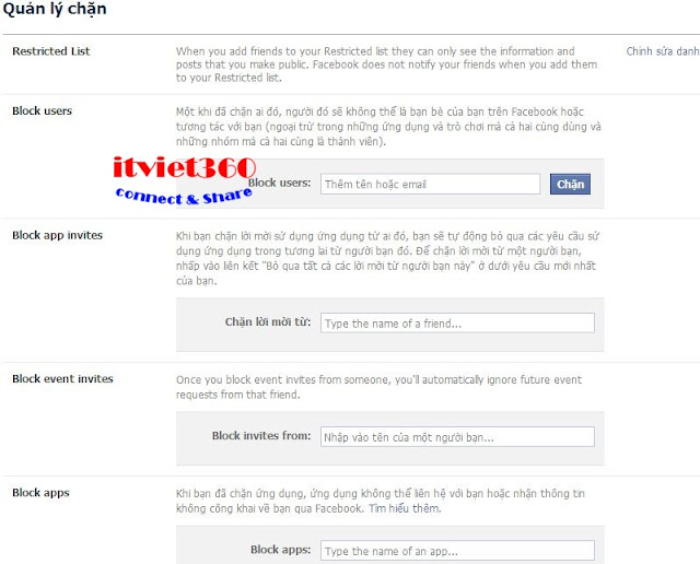 Quản lýchặn trên Facebook, hướng dẫn sử dụng FB toàn tập