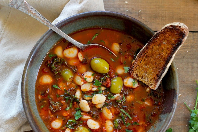 Kitchen by Aubergine Lima Bean Stew with Tomatoes, Olives