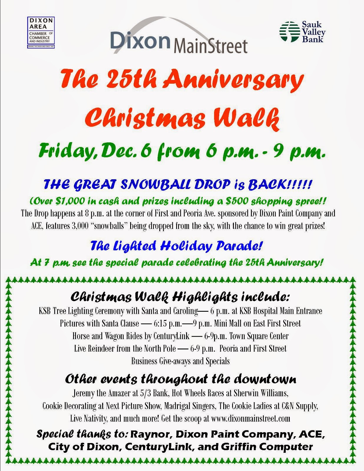 Dixon Main Street 25th Anniversary Christmas Walk set for Dec. 6
