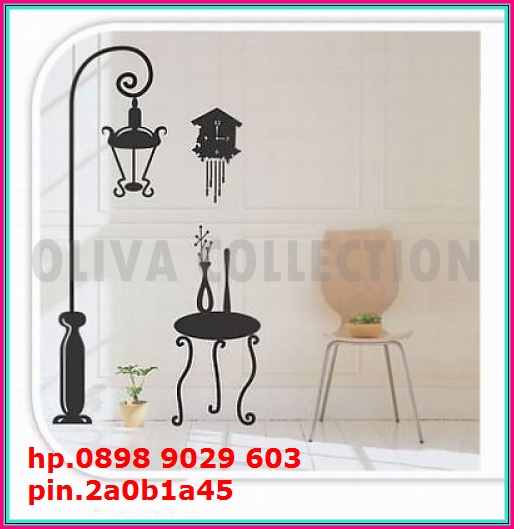 wall sticker jam dinding warna hitam - oliva collection