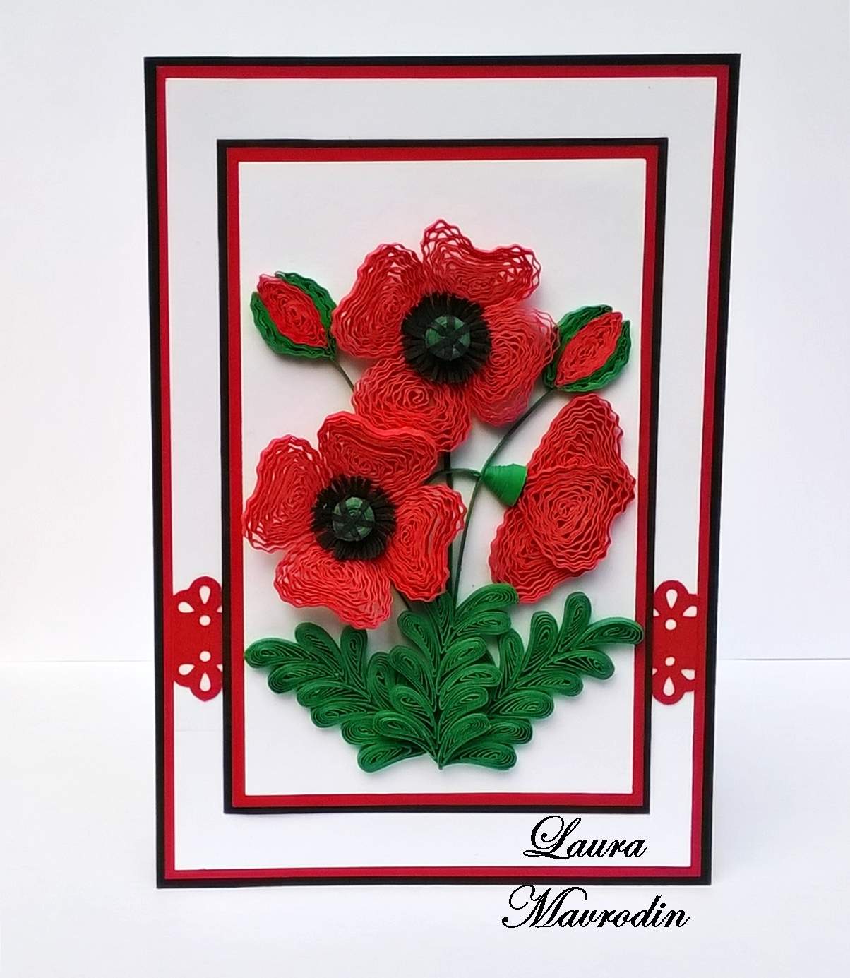 quilling my passion Felicitare cu maci/Poppy card