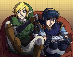 Link plays super smash bro. with Marth