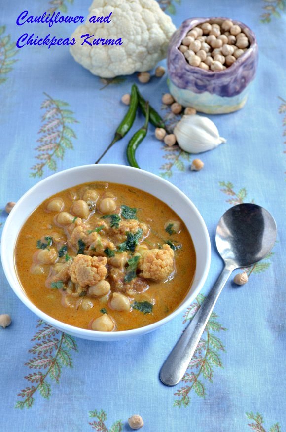 Cauliflower and Chickpeas(channa) Kurma Nalini'sKitchen