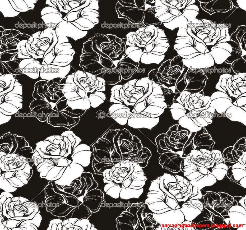 Seamless vector dark fl pattern with white retro roses on Seamless vector dark fl pattern with white retro roses on