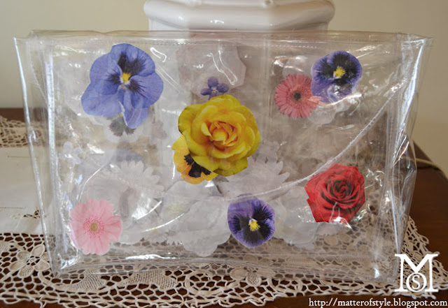 fashion diy,diy,bag diy,flower bag,spring 2013 bag,free bag pattern,clear clutch bag diy