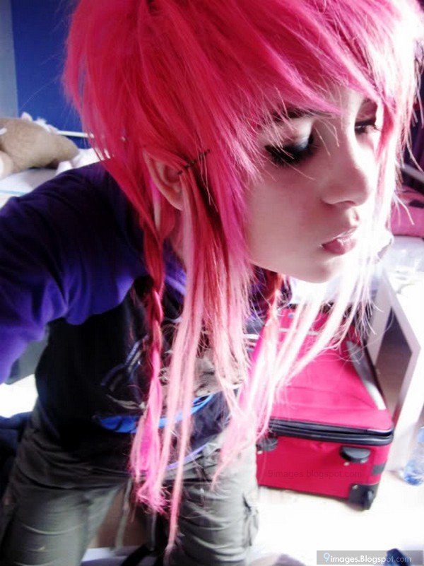 9 Images: Emo girl cute teen pink hair stylish