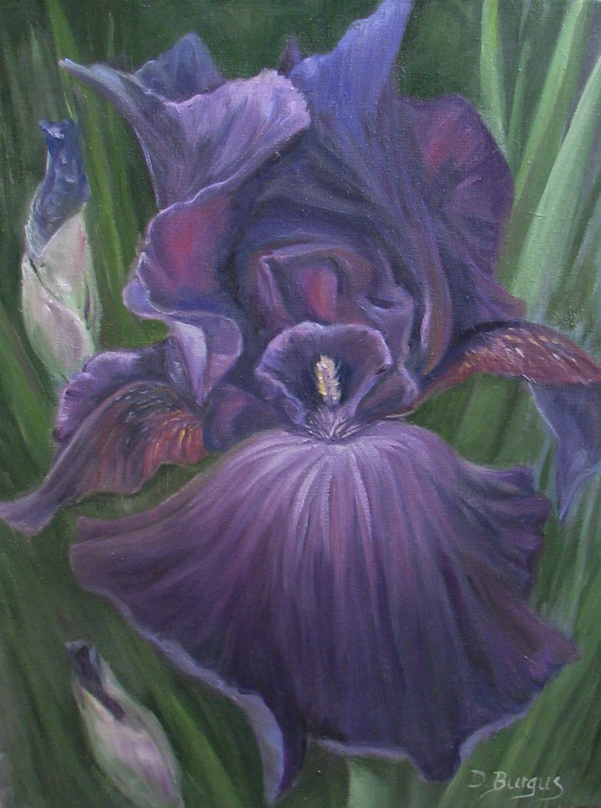 Art Helping Animals Floral Art Purple Iris by Della Burgus