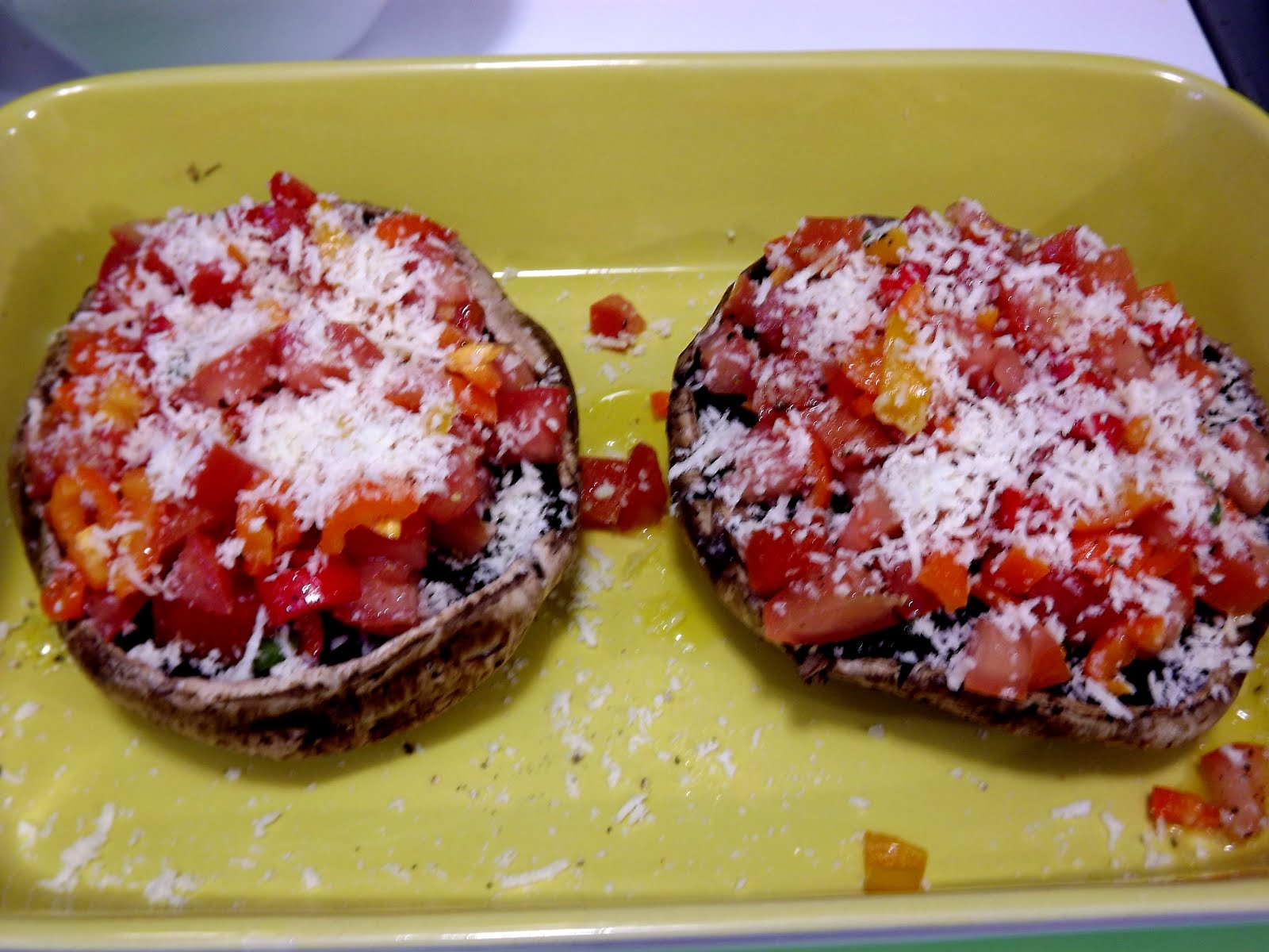 Portobello con ensalada de tomate y pimiento La Lola Dice