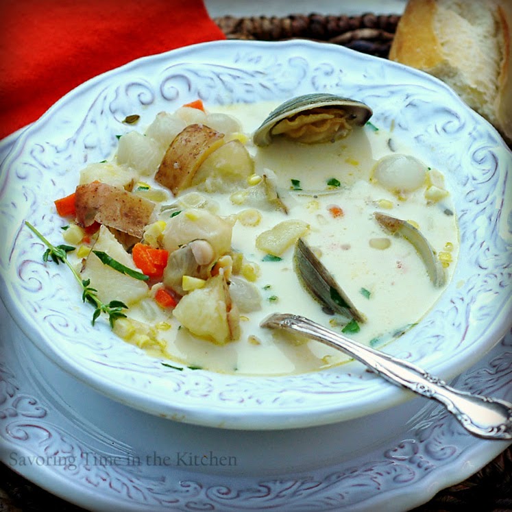 Savoring Time in the Kitchen Clam, Halibut and Sweet Corn Chowder