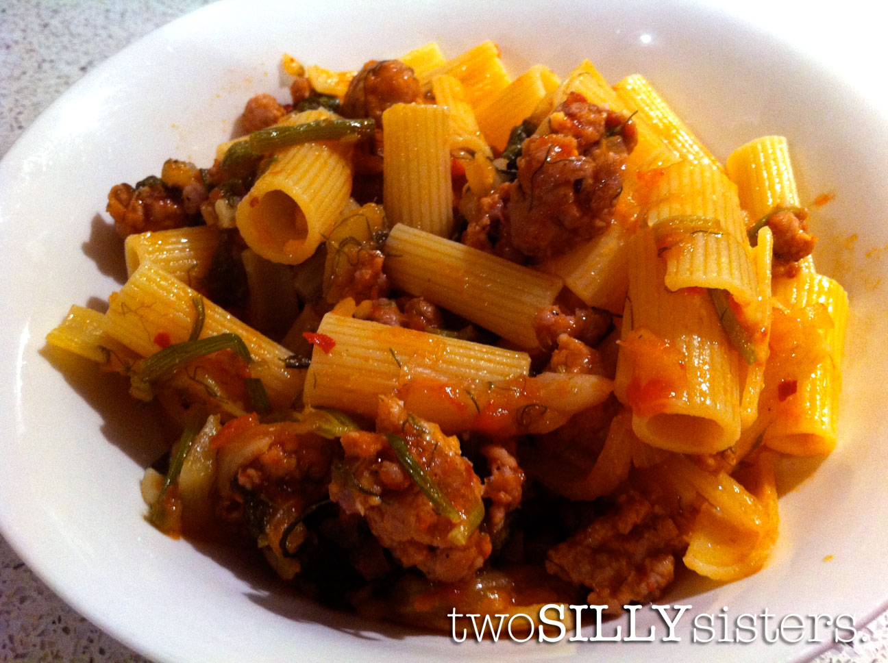 Two Silly Sisters Gluten Free Fennel And Sausage Pasta