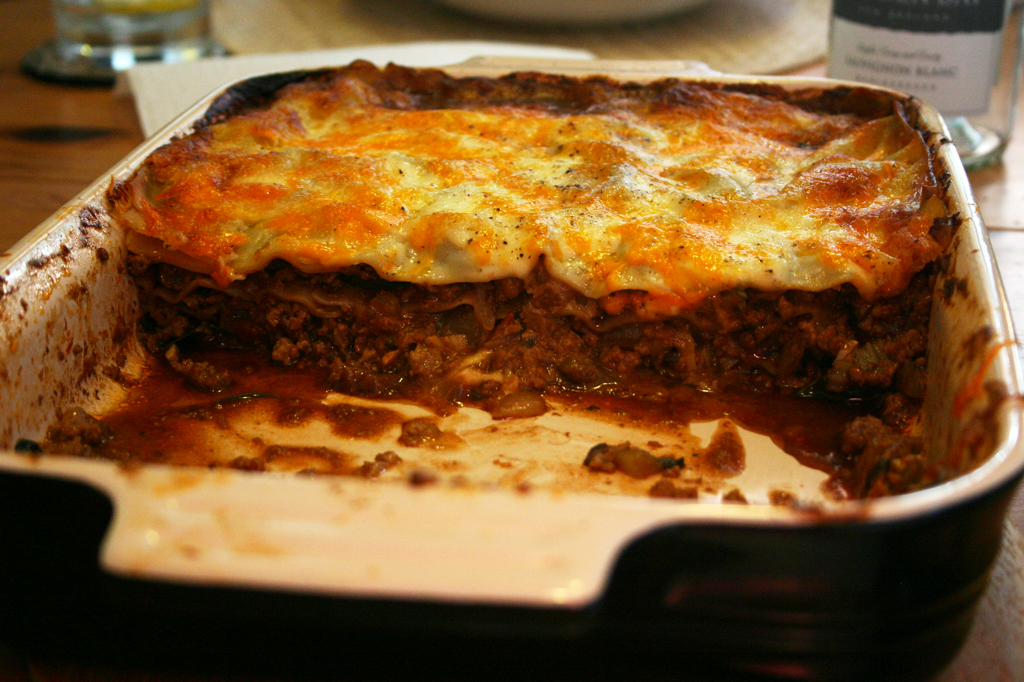 Belleau Kitchen veggie mince lasagne with a mustard cheese sauce