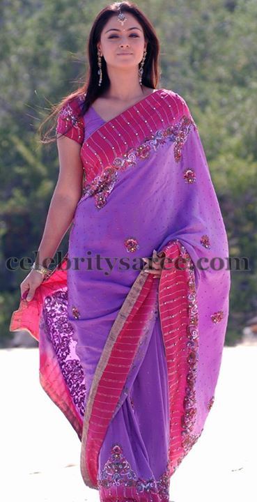 Simran in Purple Color Saree