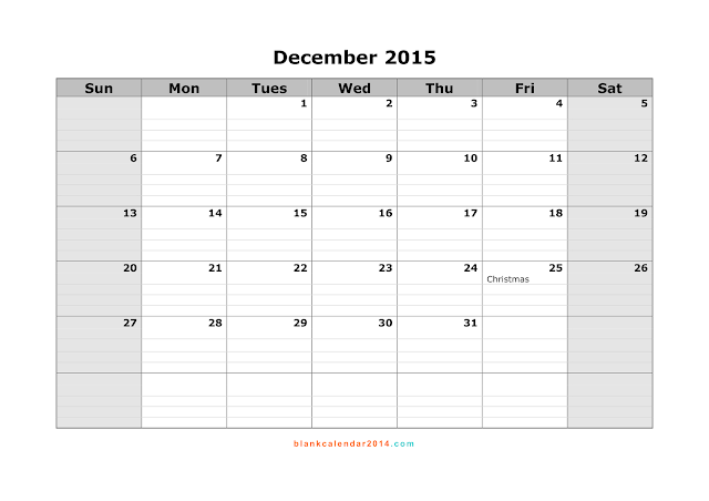 December 2015 Calendar