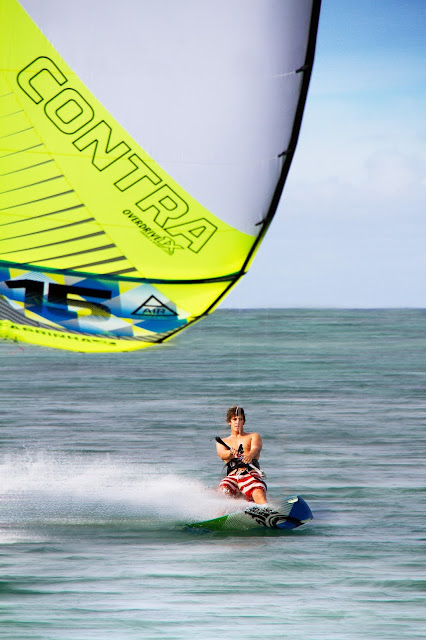 Rider on water with the new Cabrinha Kite