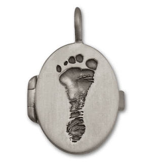 Sterling Silver Baby Footprint Oval Locket
