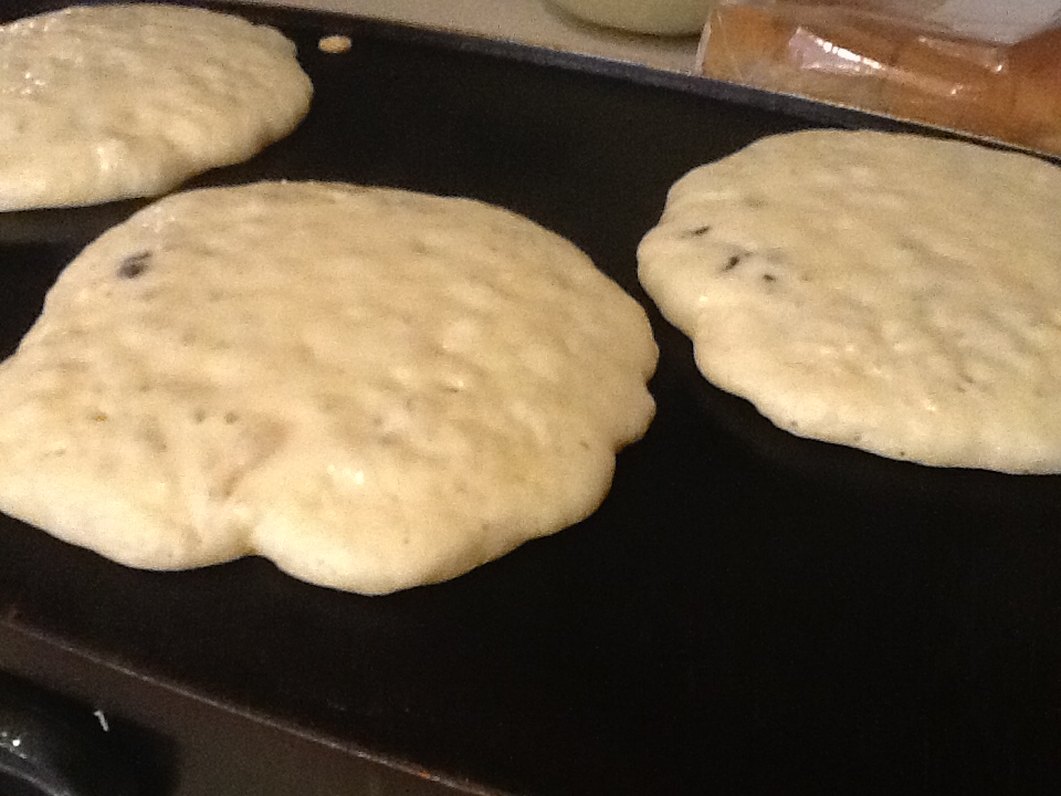 Utah Munchies Banana Chocolate Chip Pancakes with Peanut Butter