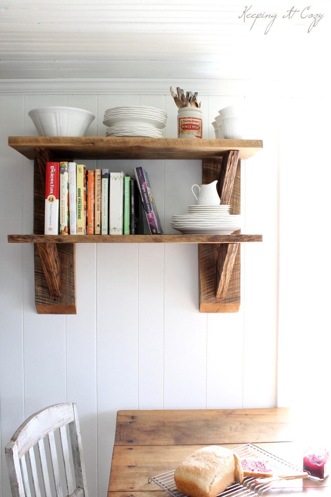 Keeping It Cozy Reclaimed Wood Kitchen Shelves