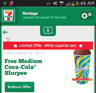 free medium coca cola slurpee at 7eleven with app