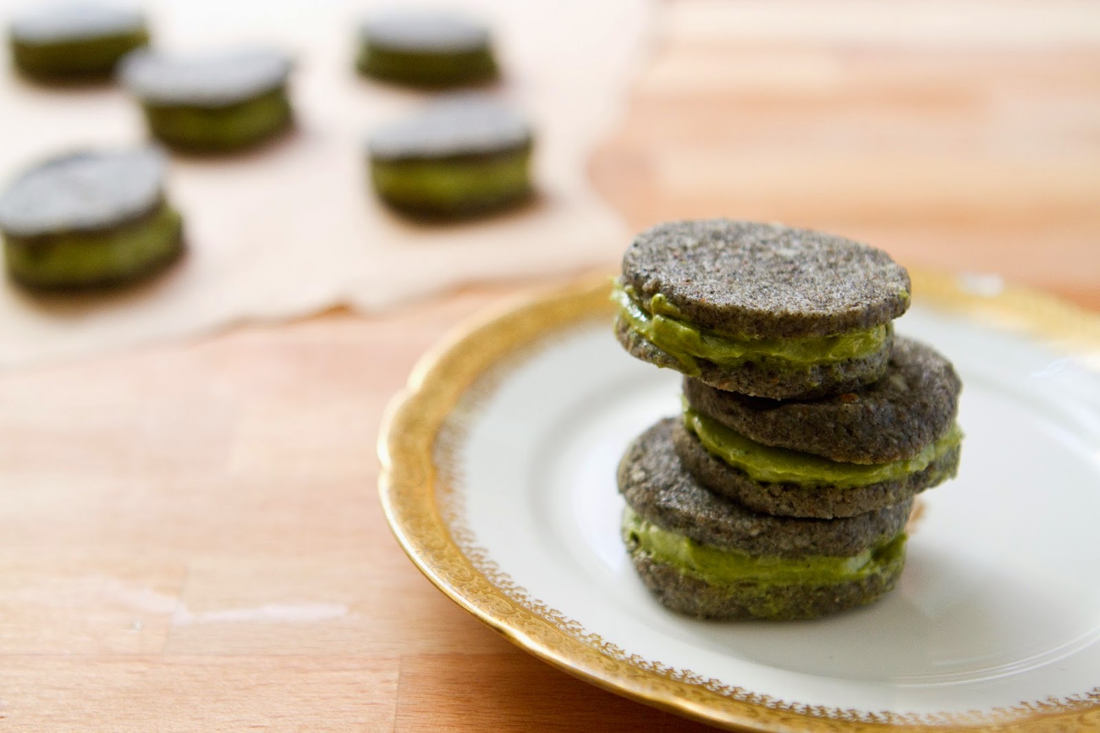 Little Market Kitchen Black Sesame Green Tea Cookie Sandwiches