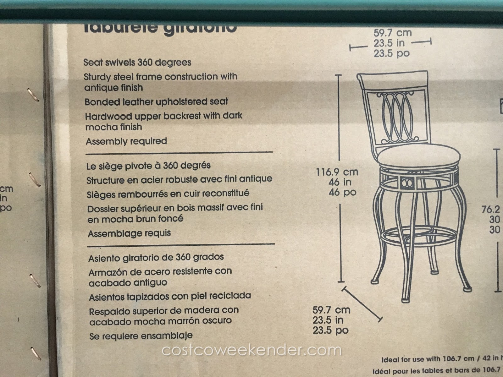Bayside Furnishings Swivel Bar Stool Costco Weekender