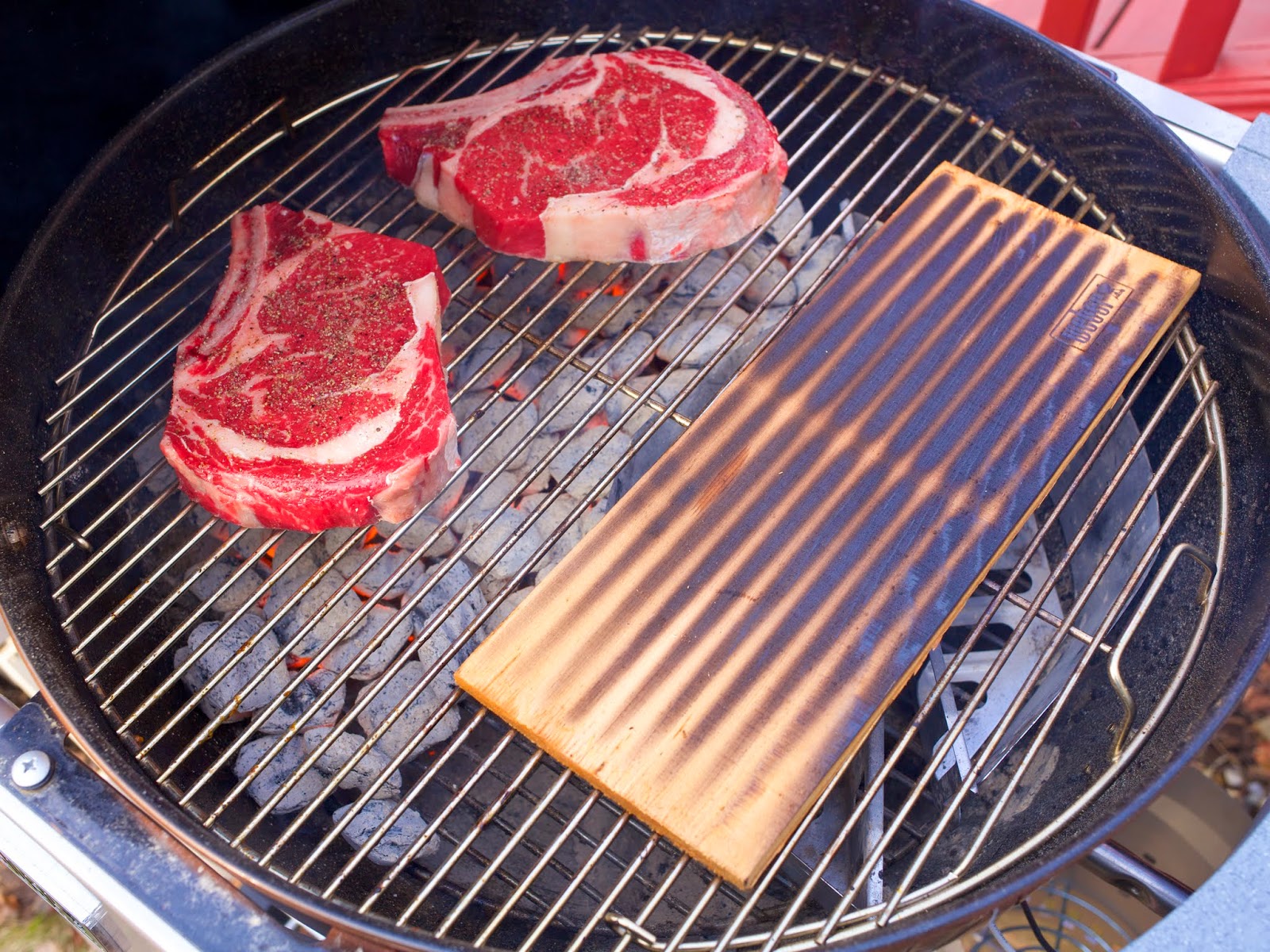 Cedar Plank Grilled Ribeye with Peppers and Onions Dad Cooks Dinner