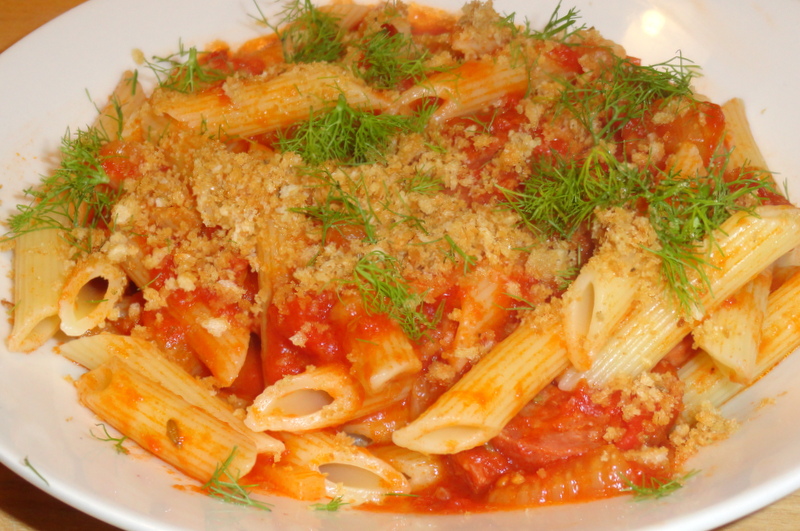 The Brussels Cook(er) Pumpedup pasta with salami & fennel kicks