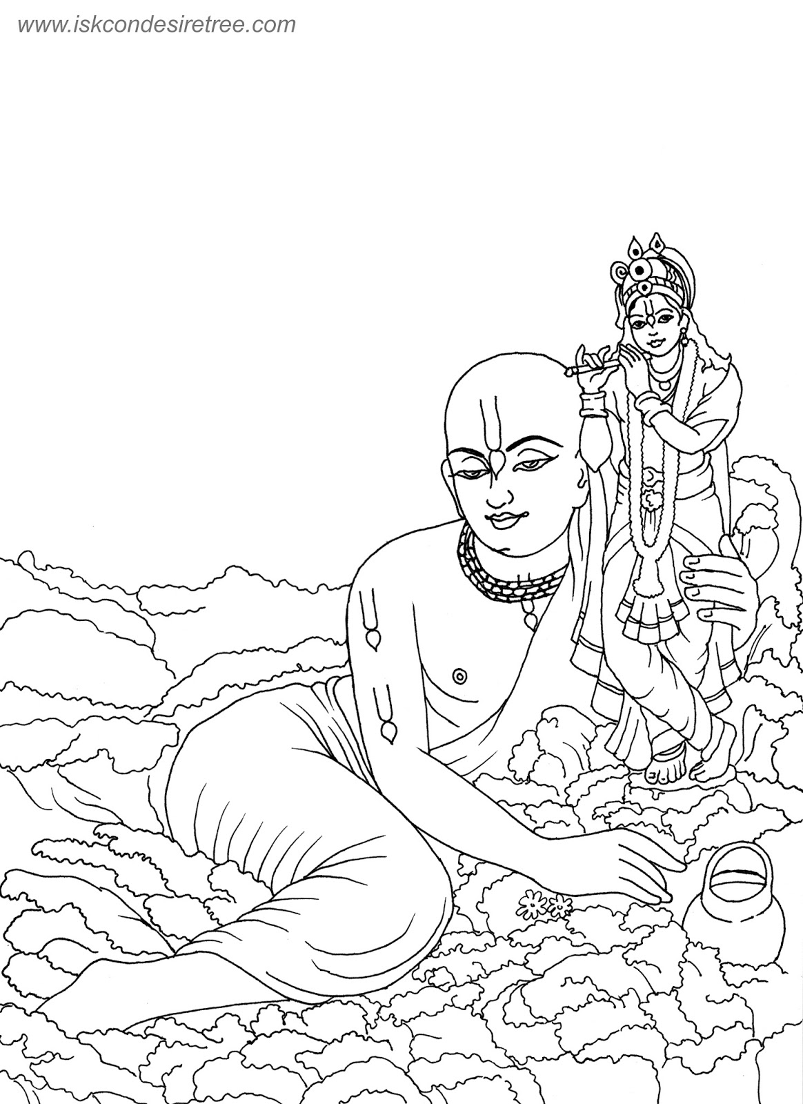 Line Art Krishna : Bhagavat chintan das bhikaji sri chaitanya mahaprabhu
