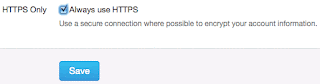 screenshot of the 'always use https' checkbox in twitter account settings