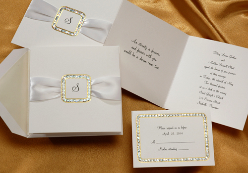 Beautiful S written Wedding card with crystal look Image Source blog