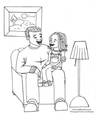 Papá con su hija para colorear | Dibujos para Colorear Infantil