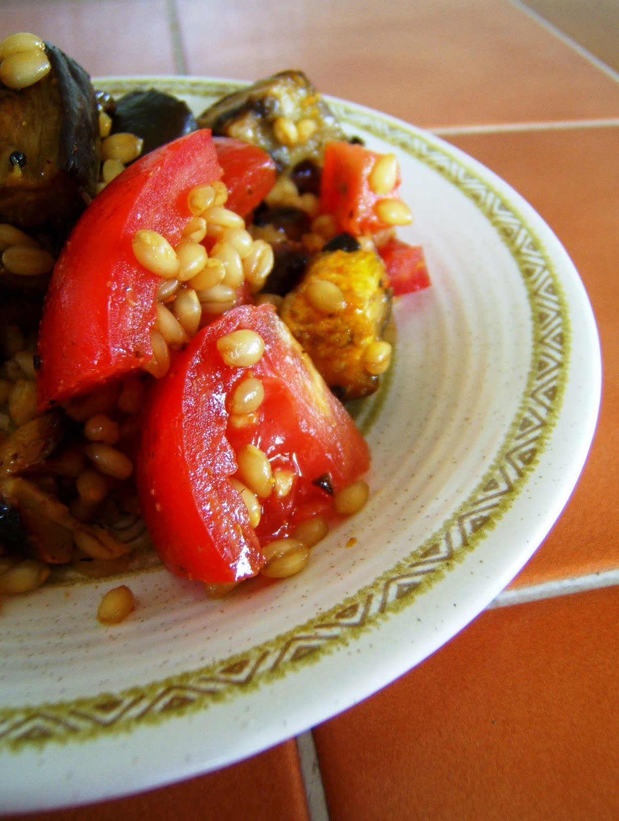 Julia's (Vegan) Kitchen Wheat Berry Pilaf with Roasted Eggplant and