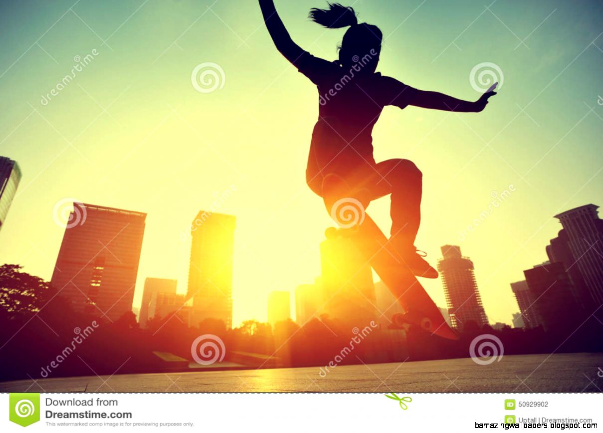 Skateboarder Skateboarding At Sunrise City Stock Photo Image Skateboarder Skateboarding At Sunrise City Stock Photo Image
