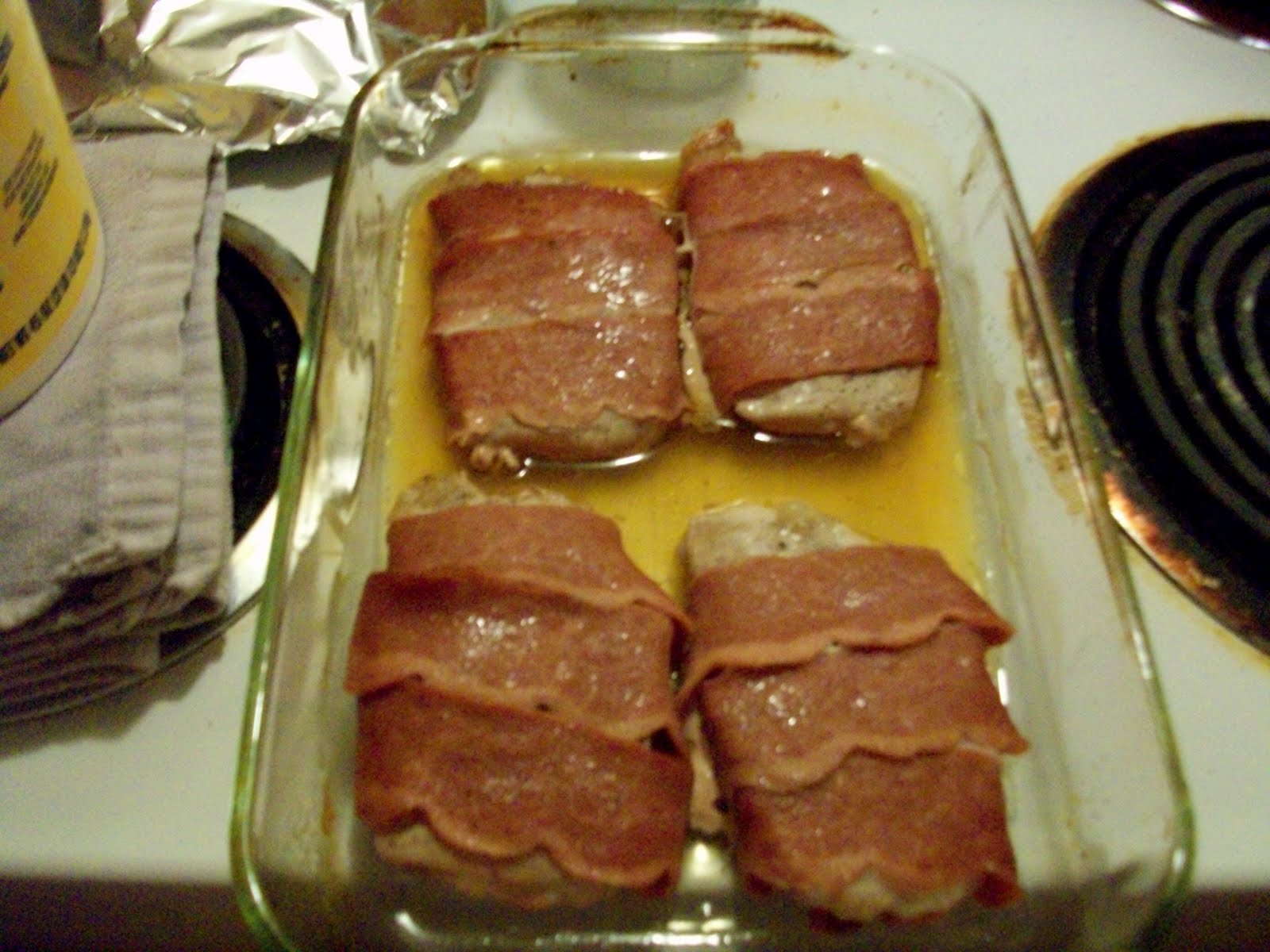 Cinny on the Scale Turkey Bacon Wrapped Pork Chops!