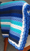 Stripey Lace crochet blanket. 