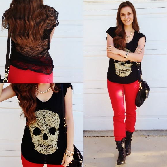 bright red skinny jeans