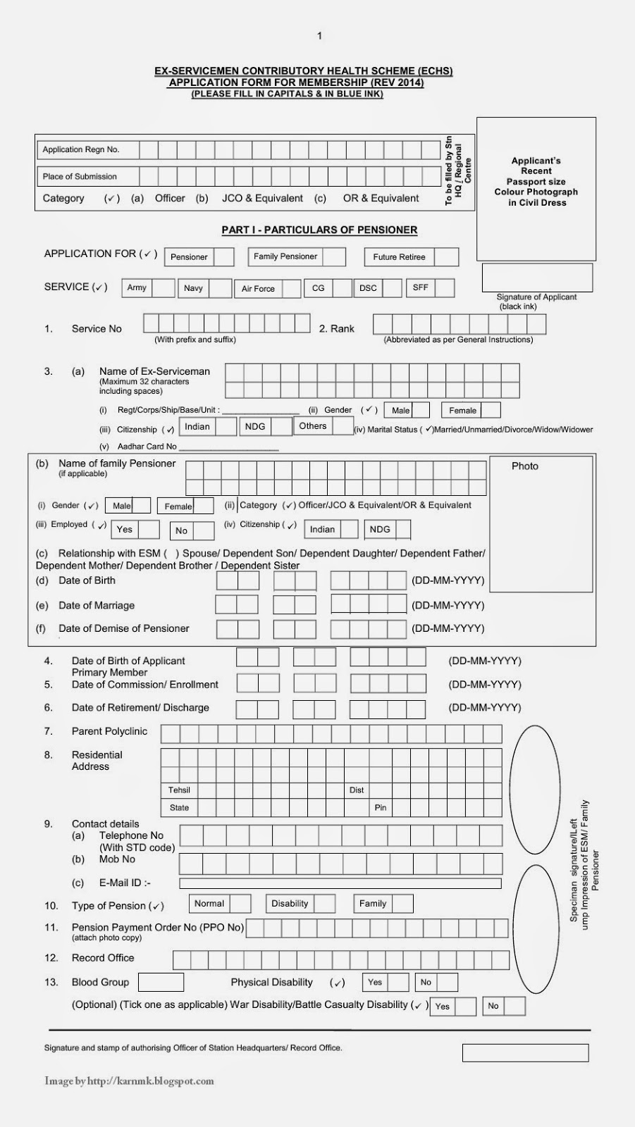 ECHS Application Form for membership Revised 2014 Central
