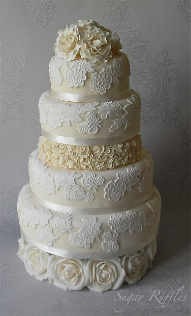 Sugar Ruffles Lace Wedding Cake