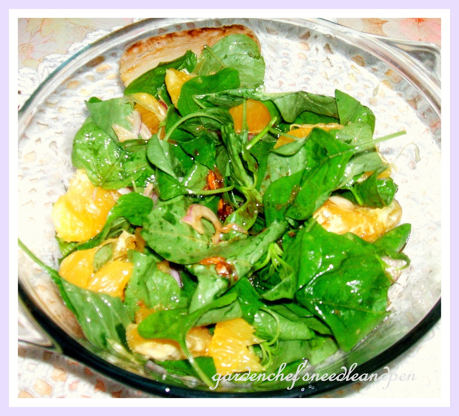Garden Chef's Needle and Pen Warm Spinach and Orange Salad in Asian